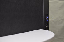 Load image into Gallery viewer, White compact desk on swivel arm at the Office Phone Booth 'delta S' with black dark interior office pod. Gawayer Canada Inc. No ROOM for distractions. Made in Canada.