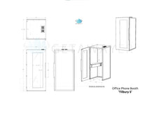 Load image into Gallery viewer, Office Phone Booth 'Tilbury S'. Privacy pod dimensions. Soundproof booth drawing. USA Canada