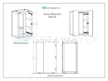 Load image into Gallery viewer, Dimensions of the soundproof booth and micro-office 'delta M'