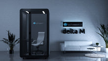 Load image into Gallery viewer, Soundproof Micro-office 'delta M' by Getawayer Canada Inc. Now available in the USA. Portable office pod. Privacy booth. Individual workstation.