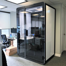 Load image into Gallery viewer, Soundproof Micro-office 'delta M' by Getawayer Canada Inc. Now available in the USA. Portable office pod. Privacy booth. Individual workstation.