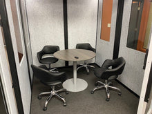 Load image into Gallery viewer, Compact meeting pod with office furniture for up to 4 persons use. Tilbury XL meeting room is a budget friendly solution for on demand privacy in a noisy office environment.
